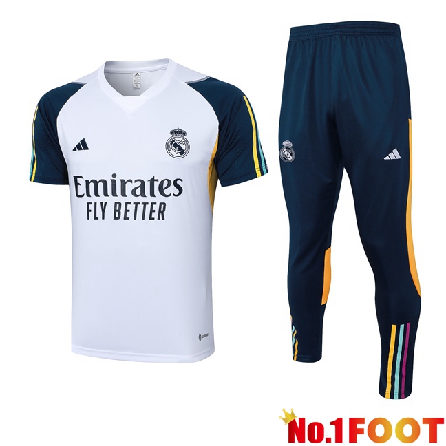 Real Madrid Training T Shirt + Shorts White 2023/2024