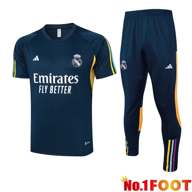 Real Madrid Training T Shirt + Shorts Blue Royal 2023/2024