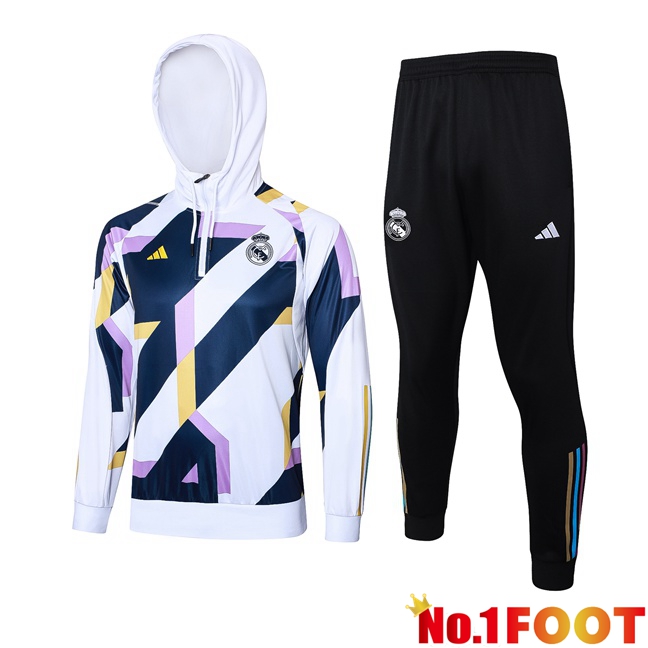 Real Madrid Training Tracksuit Hoodie White Blue Royal 2023/2024