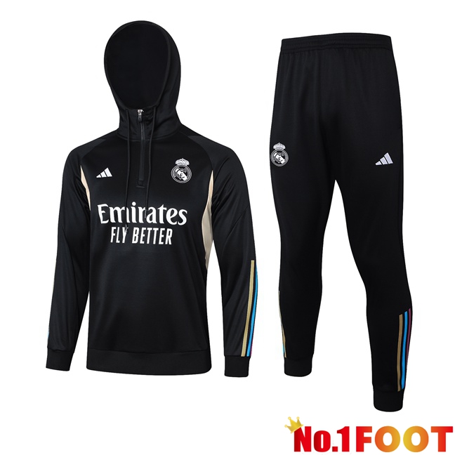 Real Madrid Training Tracksuit Hoodie Black 2023/2024