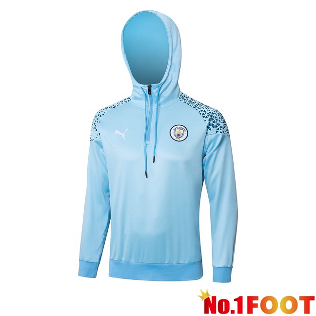 Manchester City Training Sweatshirt Hoodie Blue 2023/2024 - Click Image to Close