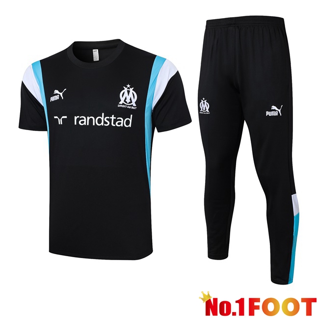 Marseille OM Training T Shirt + Shorts Black 2023/2024