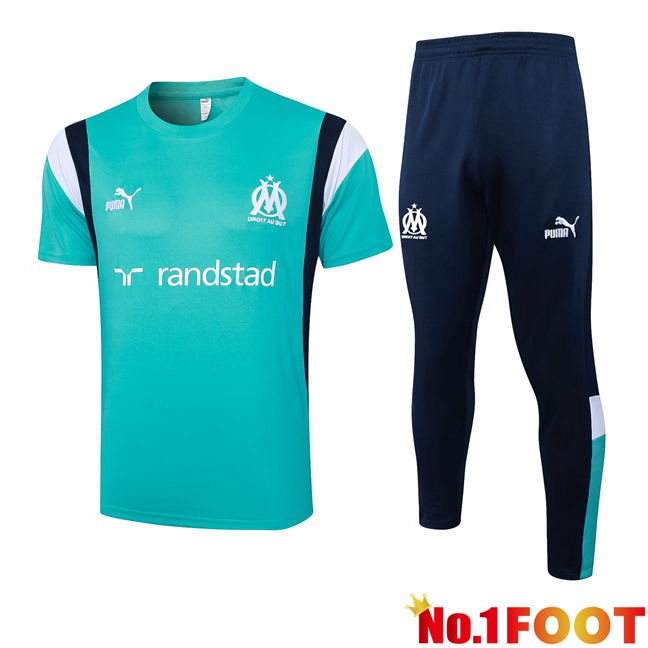 Marseille OM Training T Shirt + Shorts Green 2023/2024