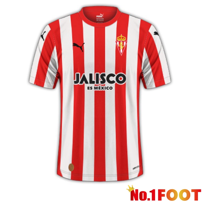 Sporting Gijon Soccer Jersey Home Red 2023/2024