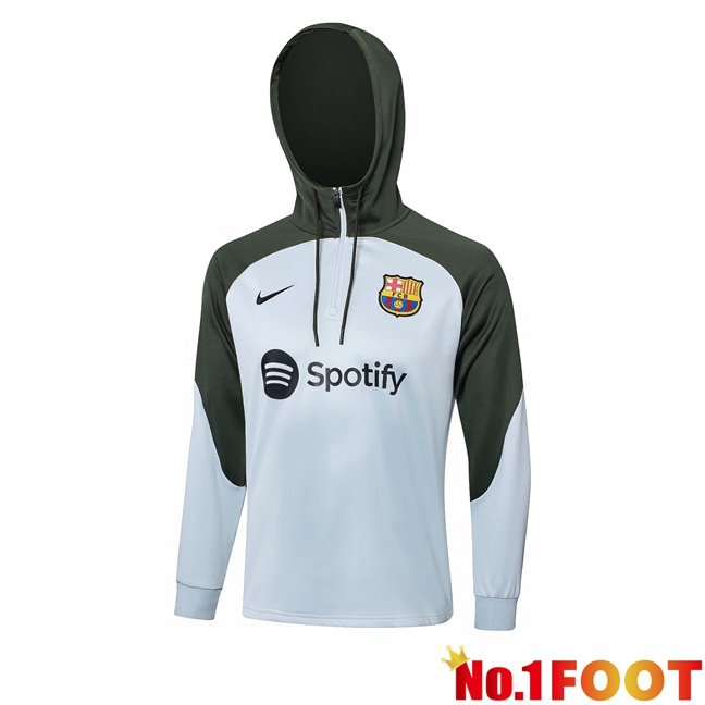 FC Barcelona Training Sweatshirt Hoodie White Green 2023/2024