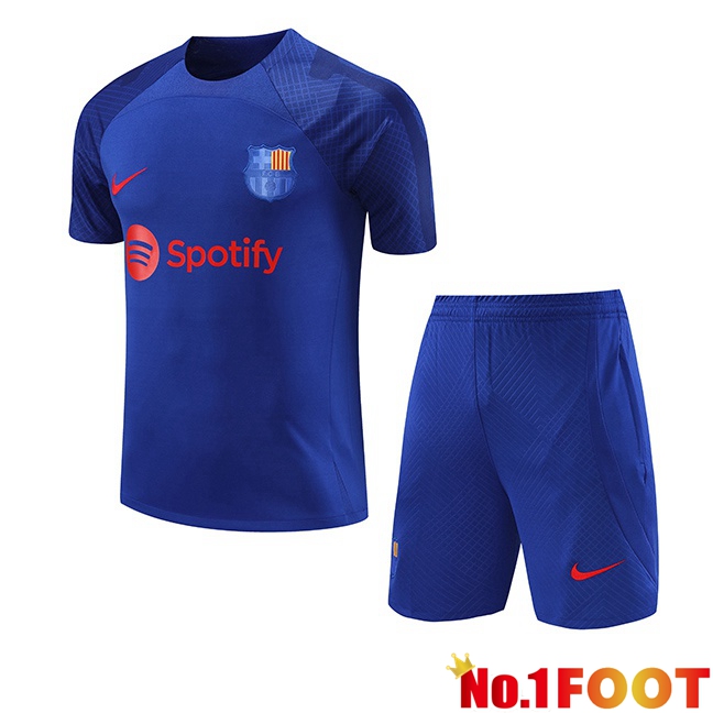 FC Barcelona Training T Shirt + Shorts Blue Royal 2023/2024