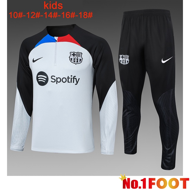 FC Barcelona Kids Training Tracksuit Suit White Black 2023/2024