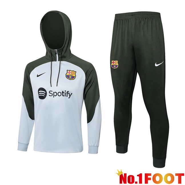 FC Barcelona Training Tracksuit Hoodie White Green 2023/2024