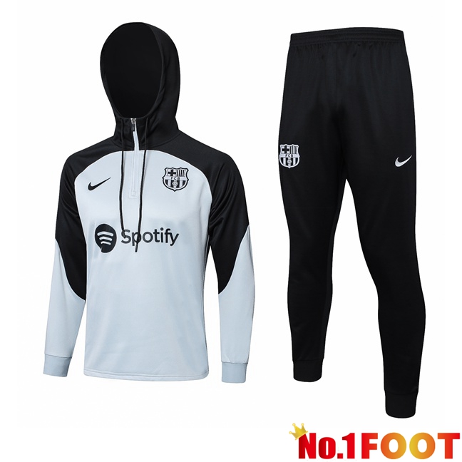 FC Barcelona Training Tracksuit Hoodie Grey Black 2023/2024