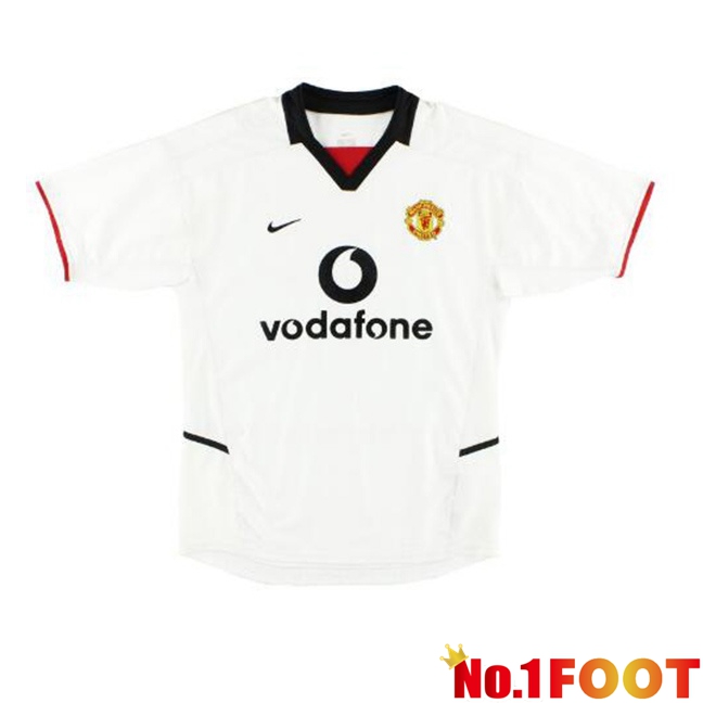 Manchester United Retro Soccer Jersey Away White 2002-2003