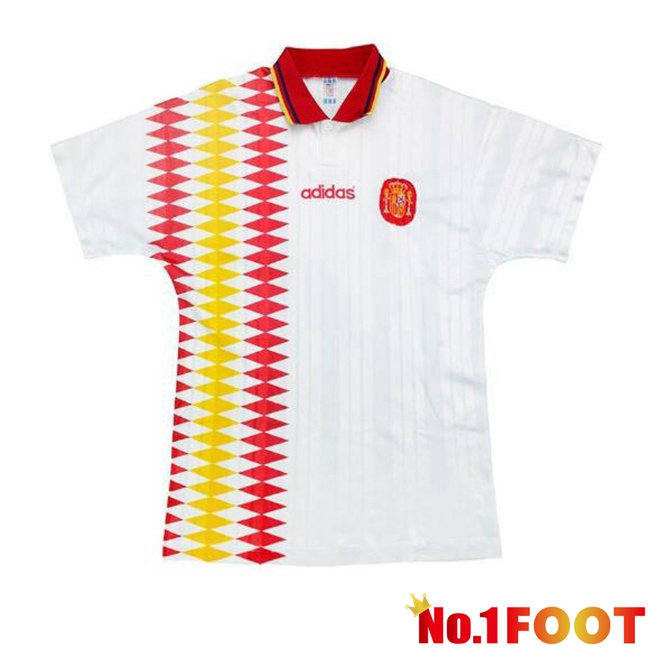 Spain Retro Soccer Jersey Away White 1994