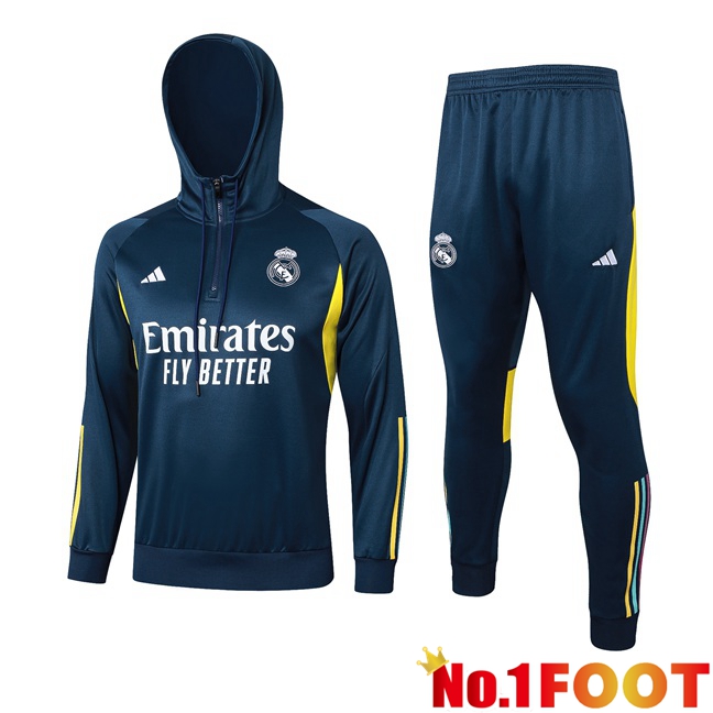 Real Madrid Training Tracksuit Sweatshirt Hoodie Blue Royal 2024/2025