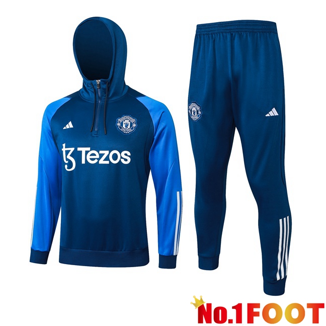 Manchester United Training Tracksuit Sweatshirt Hoodie Blue 2024/2025