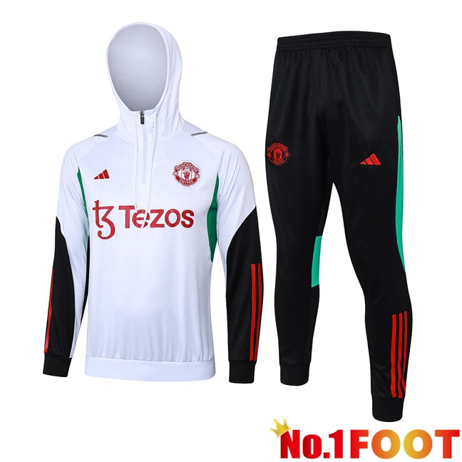 Manchester United Training Tracksuit Sweatshirt Hoodie White 2024/2025