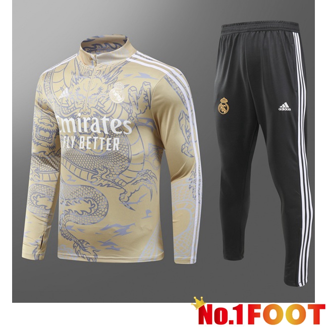 Real Madrid Training Tracksuit Suit Kids Yellow 2024/2025 - Click Image to Close