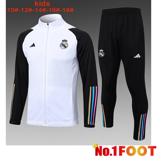 Real Madrid Training Jacket Suit Kids White 2024/2025 - Click Image to Close