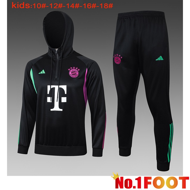 Bayern Munich Training Tracksuit Hoodie Kids Black 2024/2025