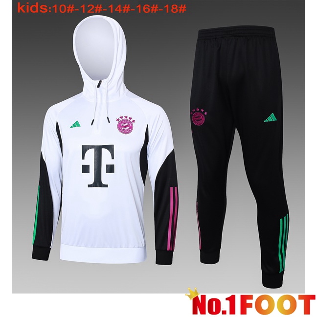 Bayern Munich Training Tracksuit Hoodie Kids White 2024/2025