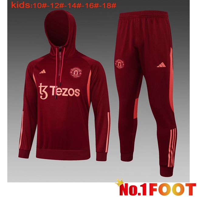 Manchester United Training Tracksuit Hoodie Kids Red 2024/2025