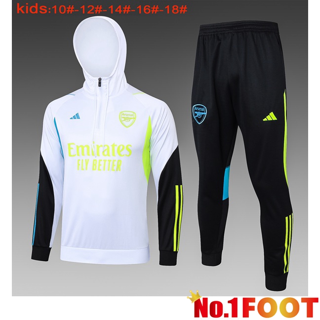 Arsenal Training Tracksuit Hoodie Kids White 2024/2025