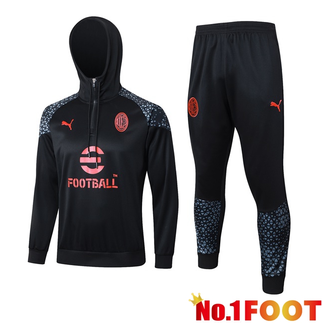 AC Milan Training Tracksuit Sweatshirt Hoodie Black 2024/2025 - Click Image to Close