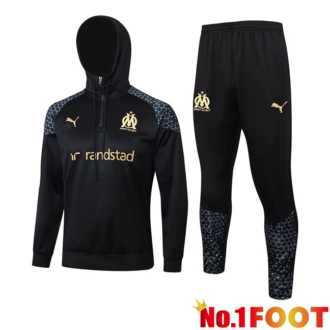 Marseille OM Training Tracksuit Sweatshirt Hoodie Black 2024/2025