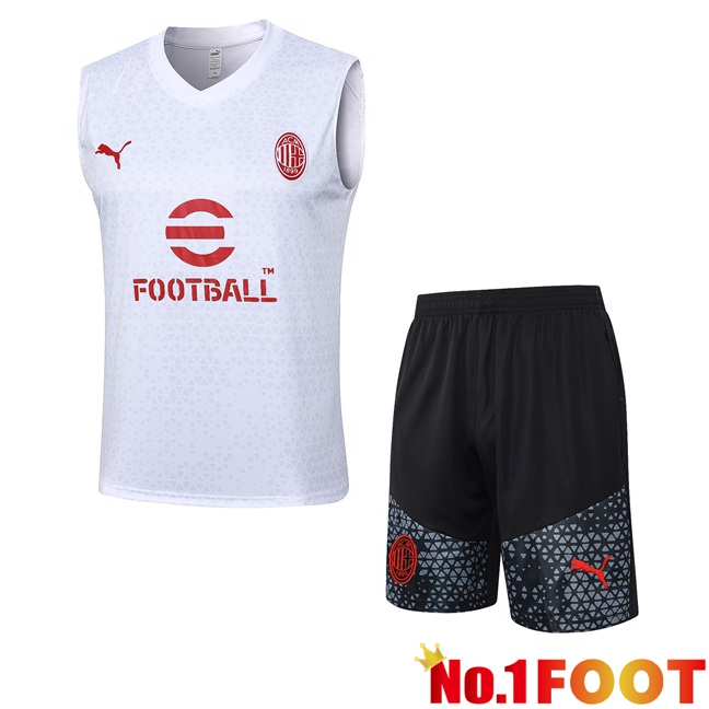 AC Milan Soccer Vest + Shorts White 2024/2025