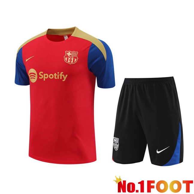 FC Barcelona Training T Shirt + Shorts Red 2024/2025