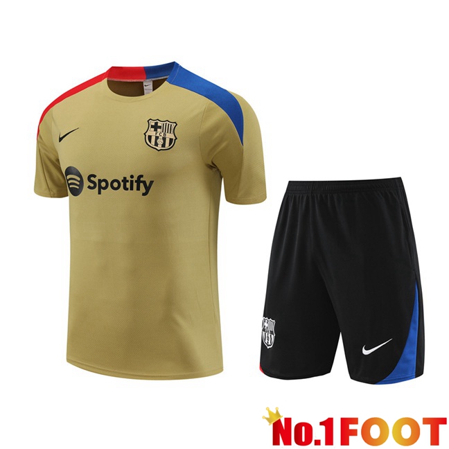 FC Barcelona Training T Shirt + Shorts Yellow 2024/2025