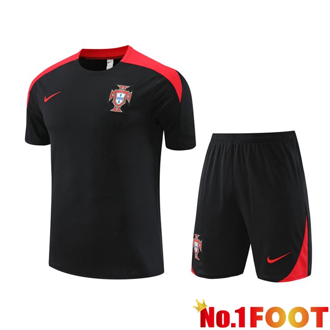 Portugal Training T Shirt + Shorts Black 2024/2025