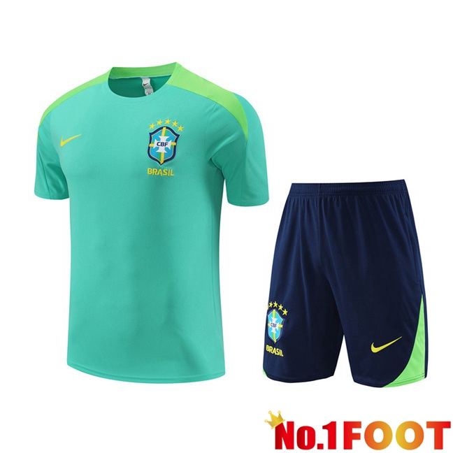 Brazil Training T Shirt + Shorts Green 2024/2025