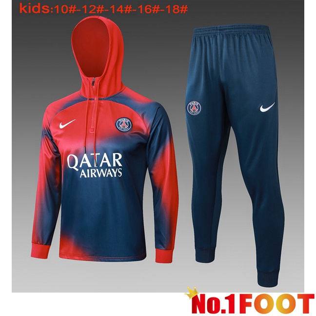 Paris PSG Training Tracksuit Hoodie Kids Red Blue Royal 2024/2025