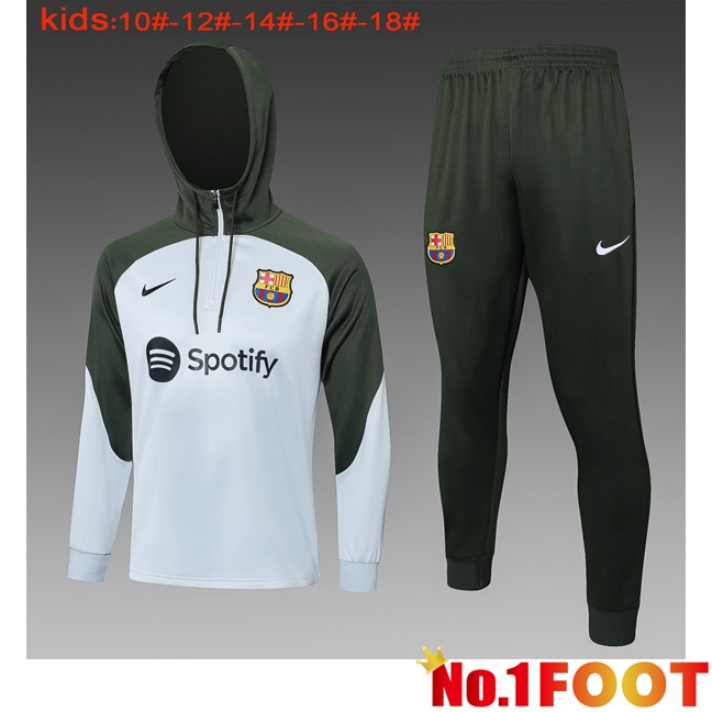 FC Barcelona Training Tracksuit Hoodie Kids Green White 2024/2025