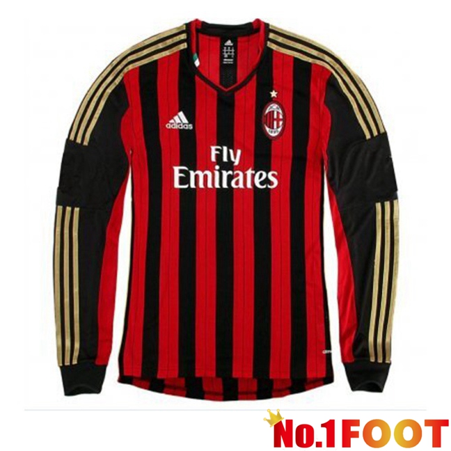 AC Milan Retro Soccer Jersey Home Long sleeve Red 2013-2014