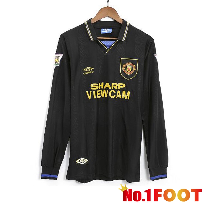 Manchester United Retro Soccer Jersey Away Long sleeve Black 1993-1995