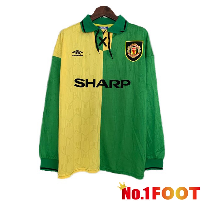 Manchester United Retro Jersey Third Long sleeve Yellow Green 1992-1994