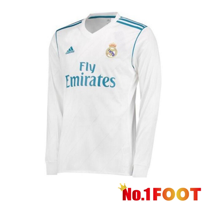 Real Madrid Retro Soccer Jersey Home Long sleeve White 2017-2018