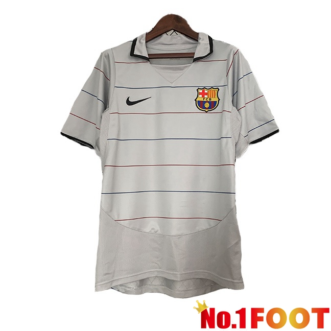 FC Barcelona Retro Soccer Jersey Away Grey 2003-2004