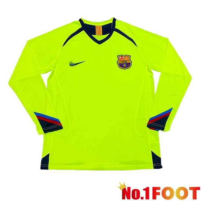 FC Barcelona Retro Soccer Jersey Away Long sleeve Green 2005-2006