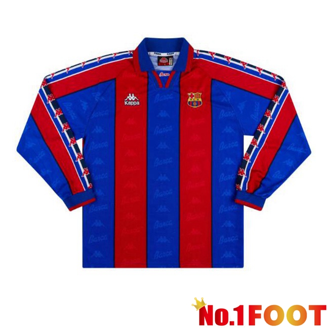 FC Barcelona Retro Soccer Jersey Home Long sleeve Red Blue 1996-1997