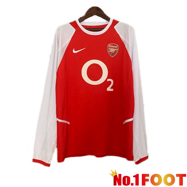 Arsenal Retro Soccer Jersey Home Long sleeve Red 2002-2004