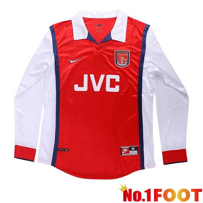 Arsenal Retro Soccer Jersey Home Long sleeve White Red 1998-1999