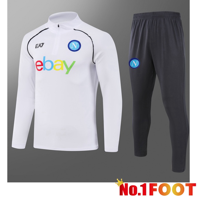 SSC Naples Training Tracksuit Suit Kids White 2024/2025 - Click Image to Close