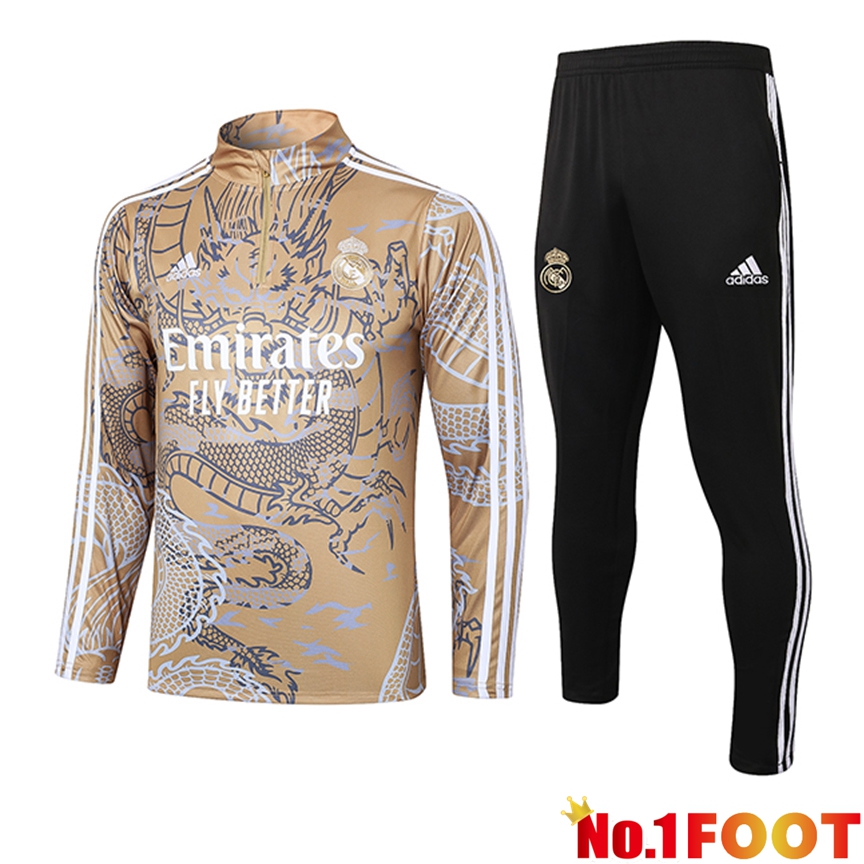 Real Madrid Training Tracksuit Suit Brown/Grey/White 2023/2024