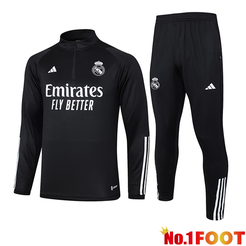 Real Madrid Training Tracksuit Suit Black/White 2023/2024