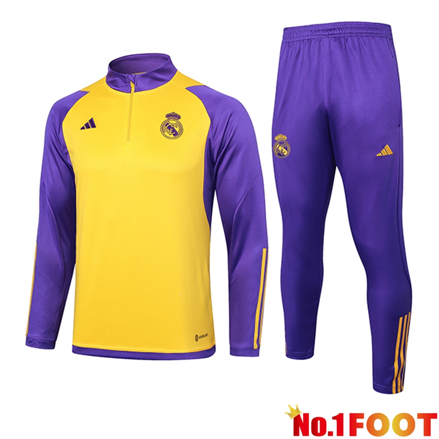 Real Madrid Training Tracksuit Suit Purple/Yellow 2024/2025