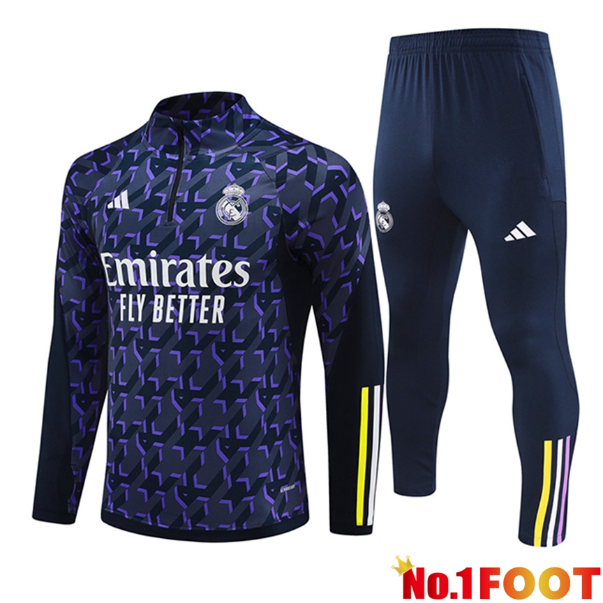 Real Madrid Training Tracksuit Suit Purple/Black 2024/2025