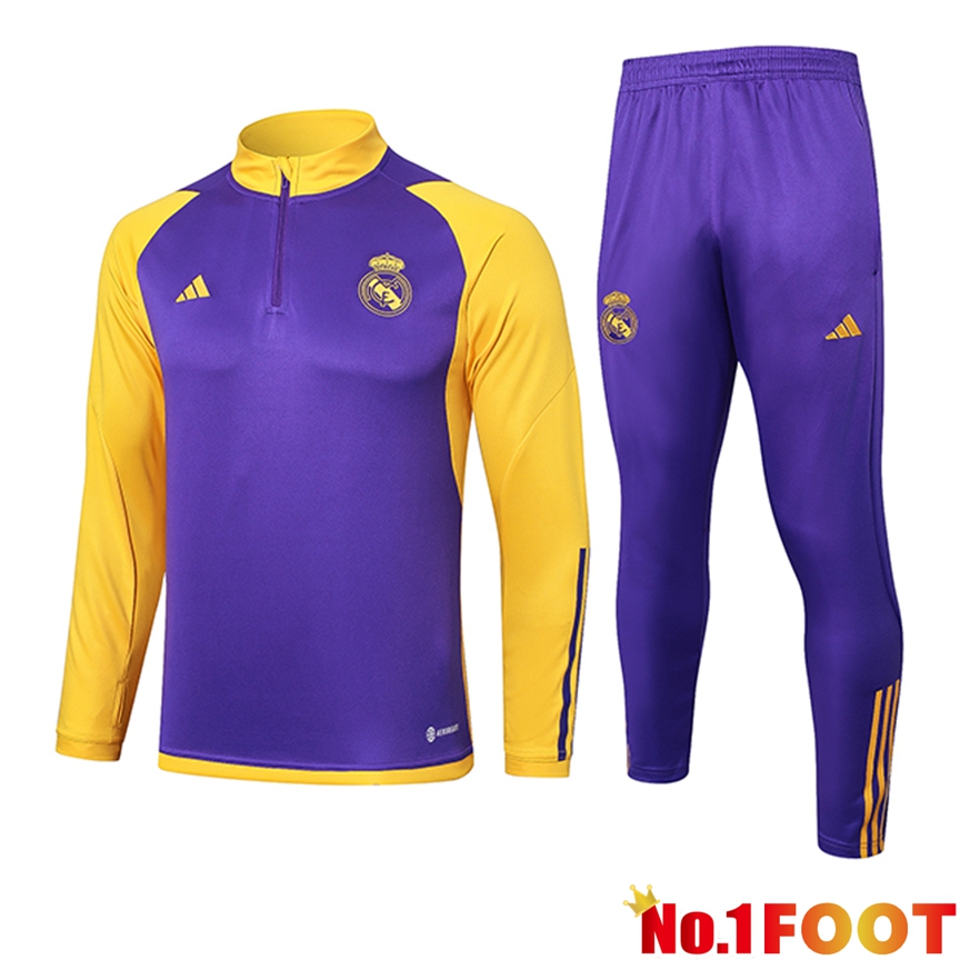 Real Madrid Training Tracksuit Suit Purple/Yellow 2024/2025