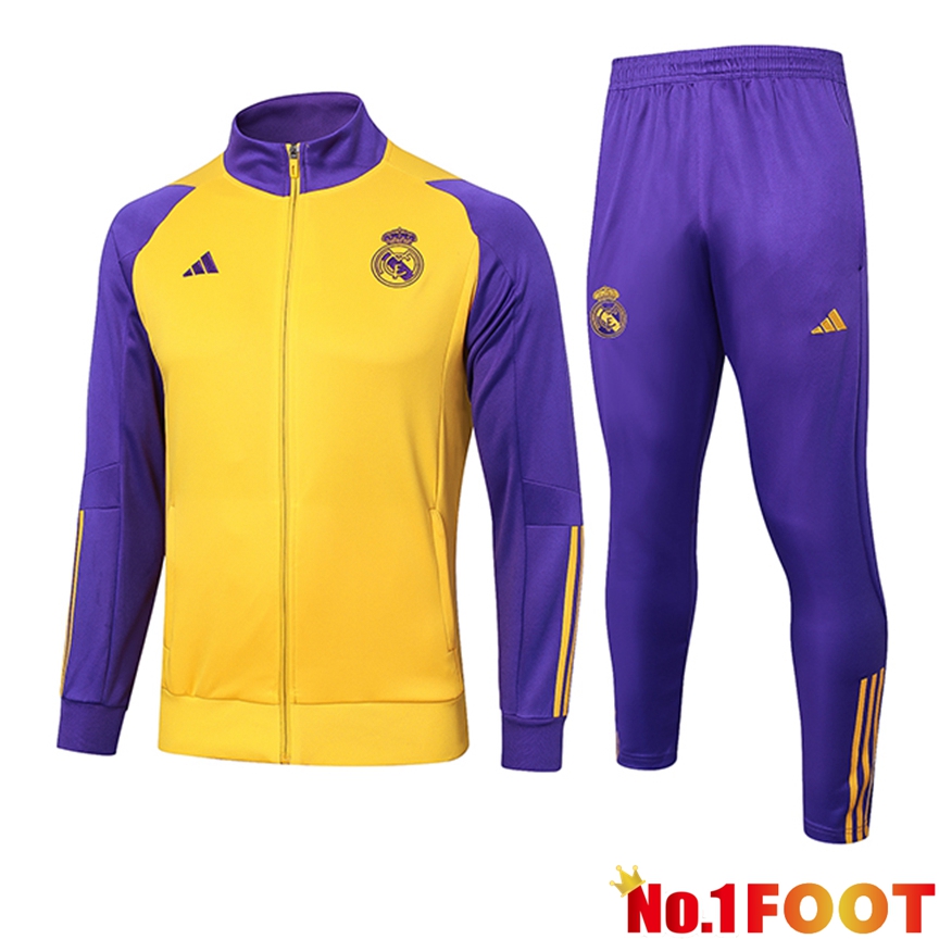 Real Madrid Training Jacket Suit Yellow/Purple 2024/2025