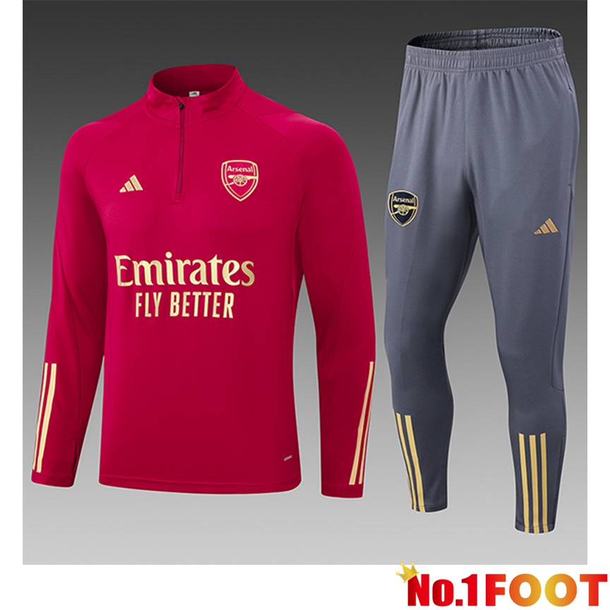 Arsenal Kids Training Tracksuit Suit Red/Grey 2024/2025